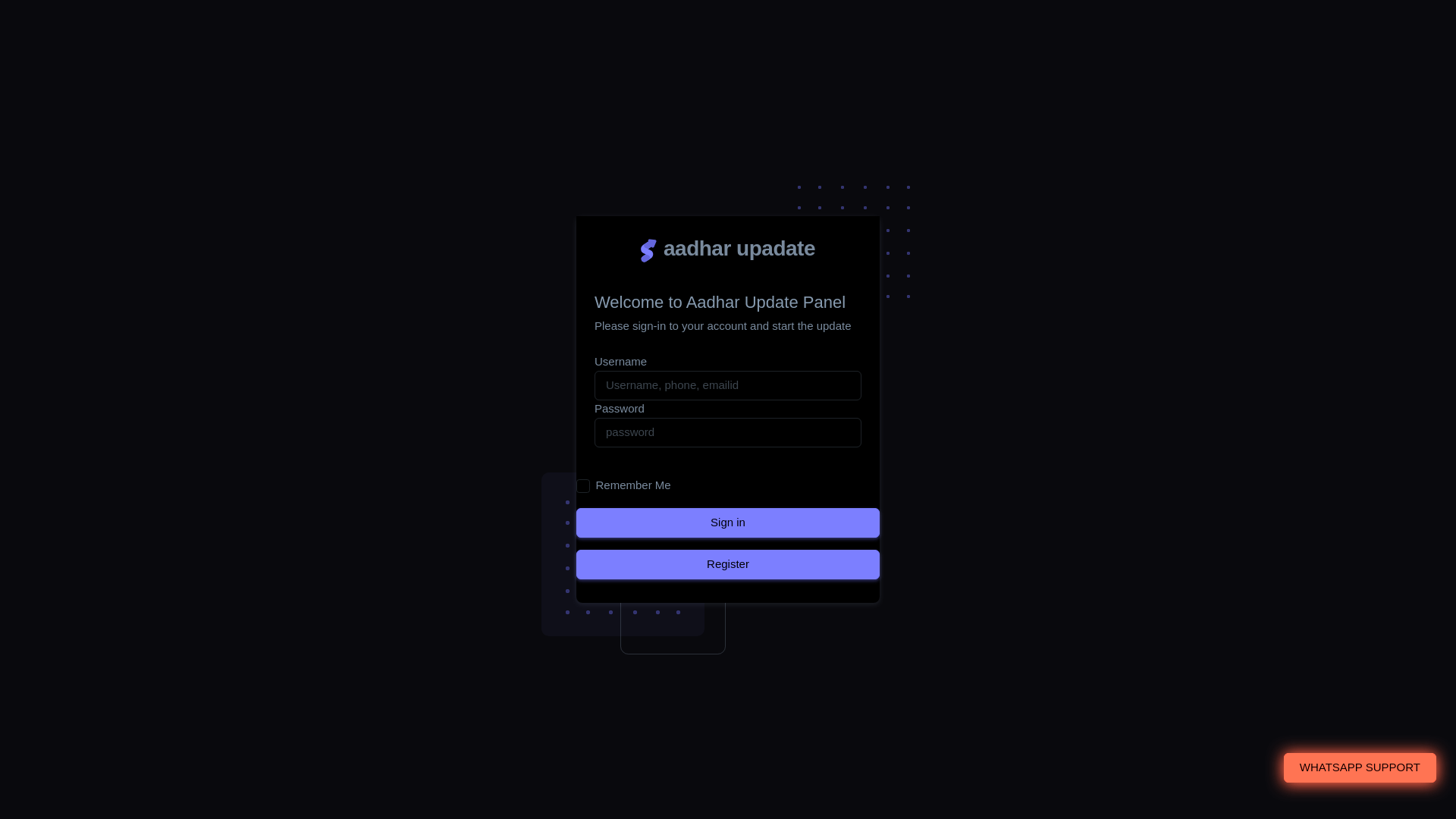 website screenshot of https://rmcscaadhar.store/