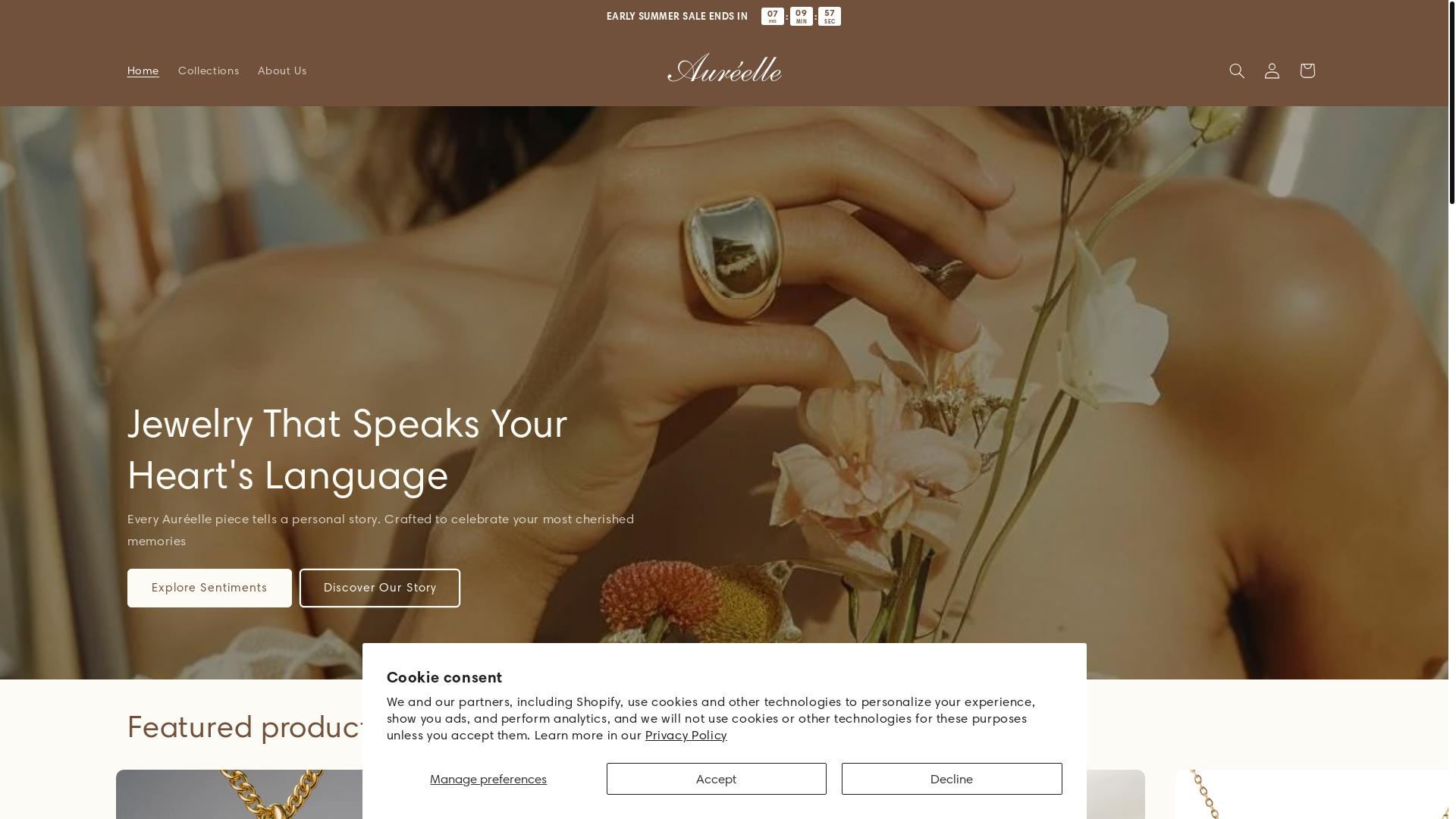 website screenshot of https://aureelle.co/