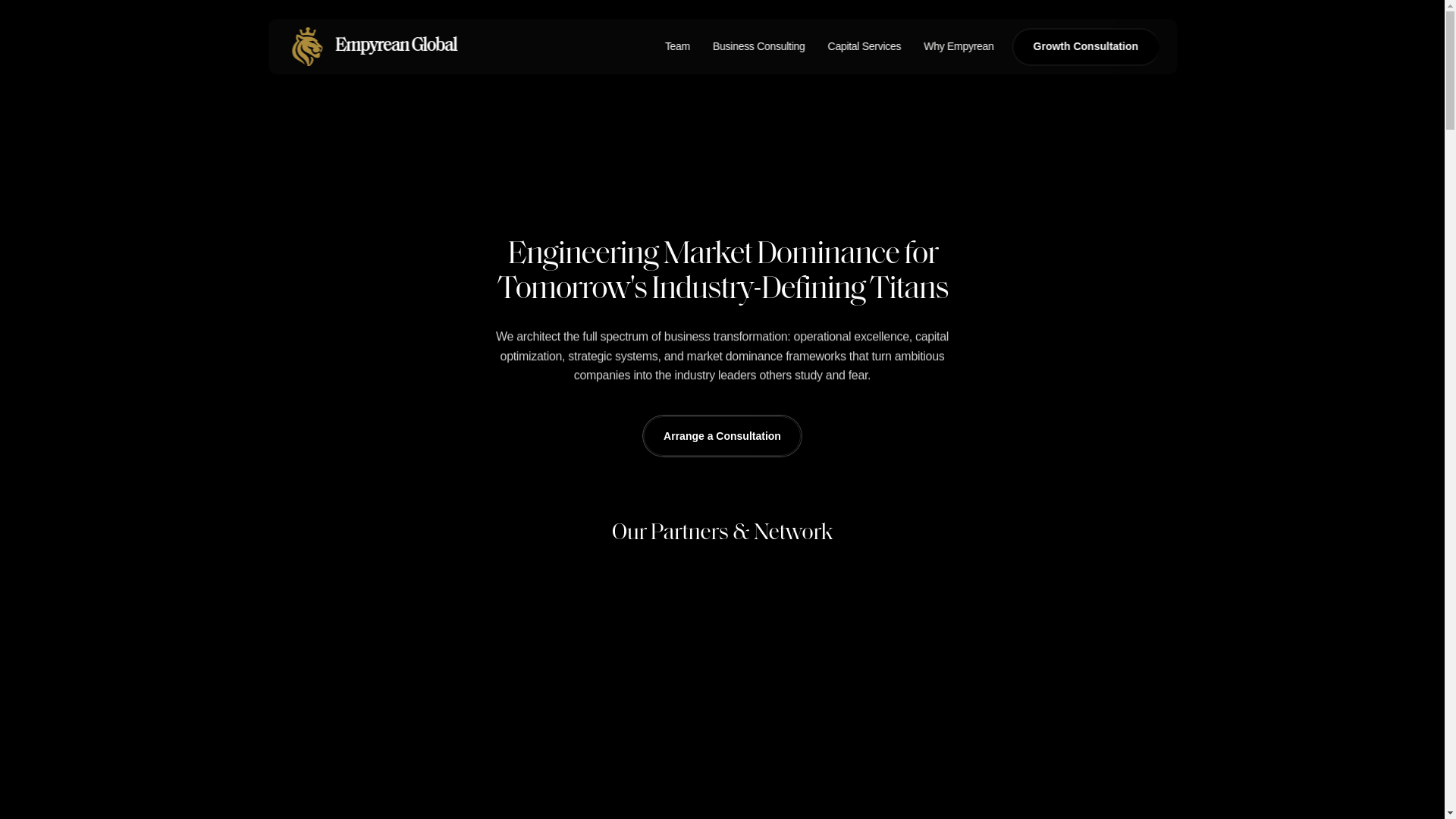 website screenshot of https://partnerempyrean.com/