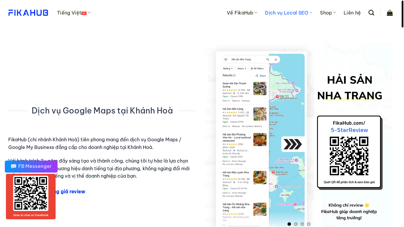 website screenshot of https://fikahub.com/vi/dich-vu-google-maps-tai-khanh-hoa/