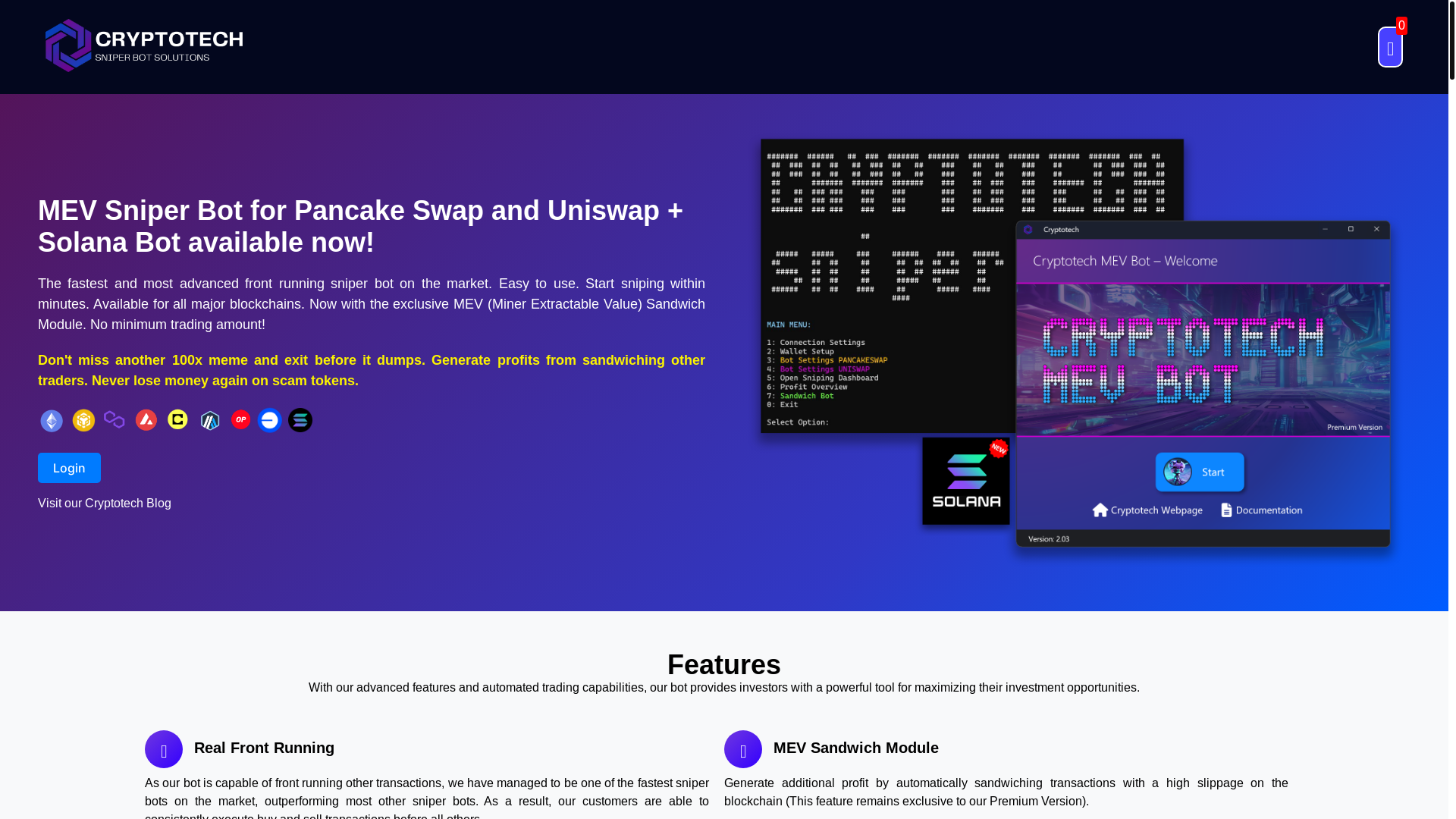 website screenshot of https://cryptotechsniperbot.pages.dev/