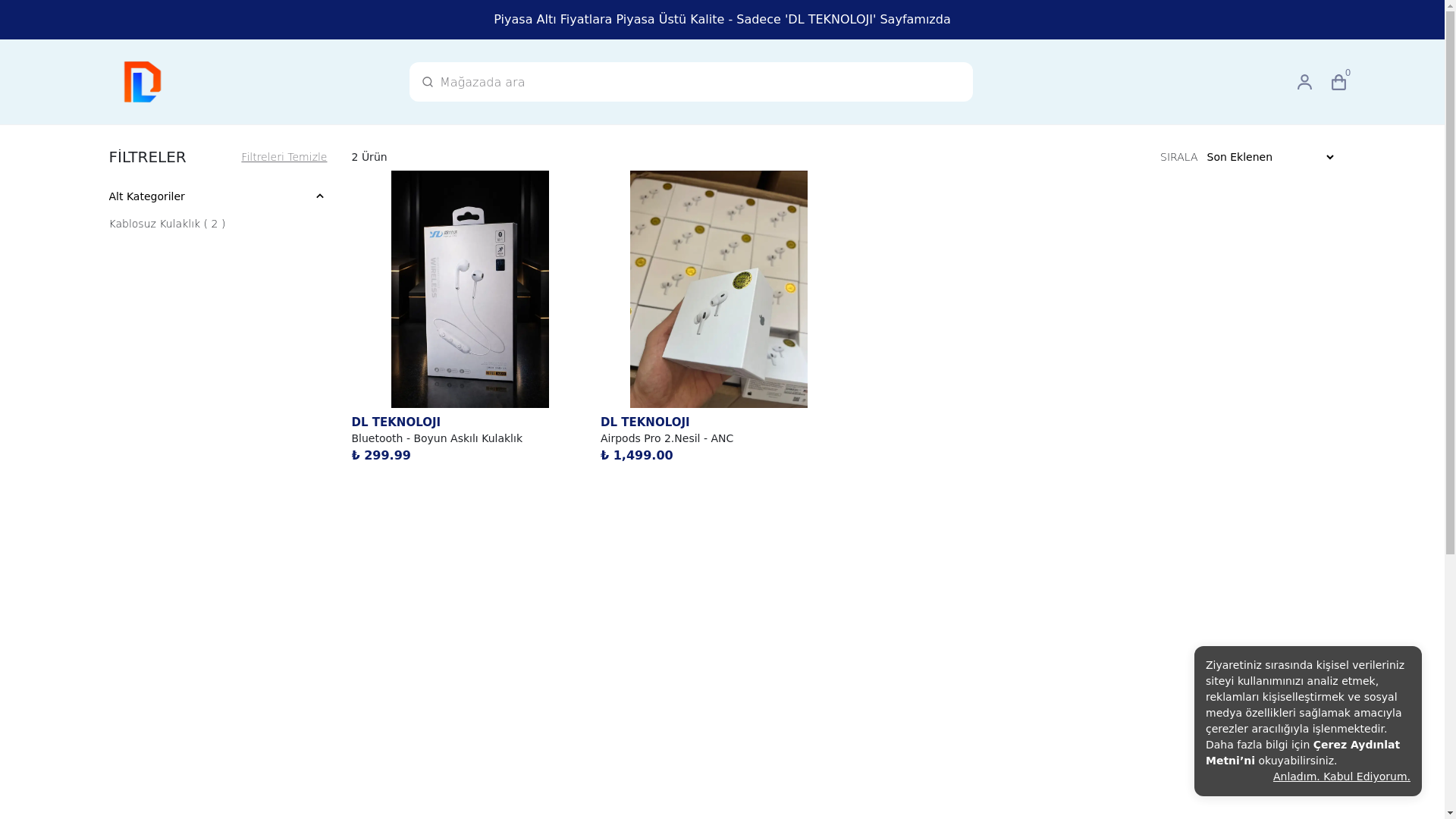 website screenshot of https://dlteknoloji.com.tr/