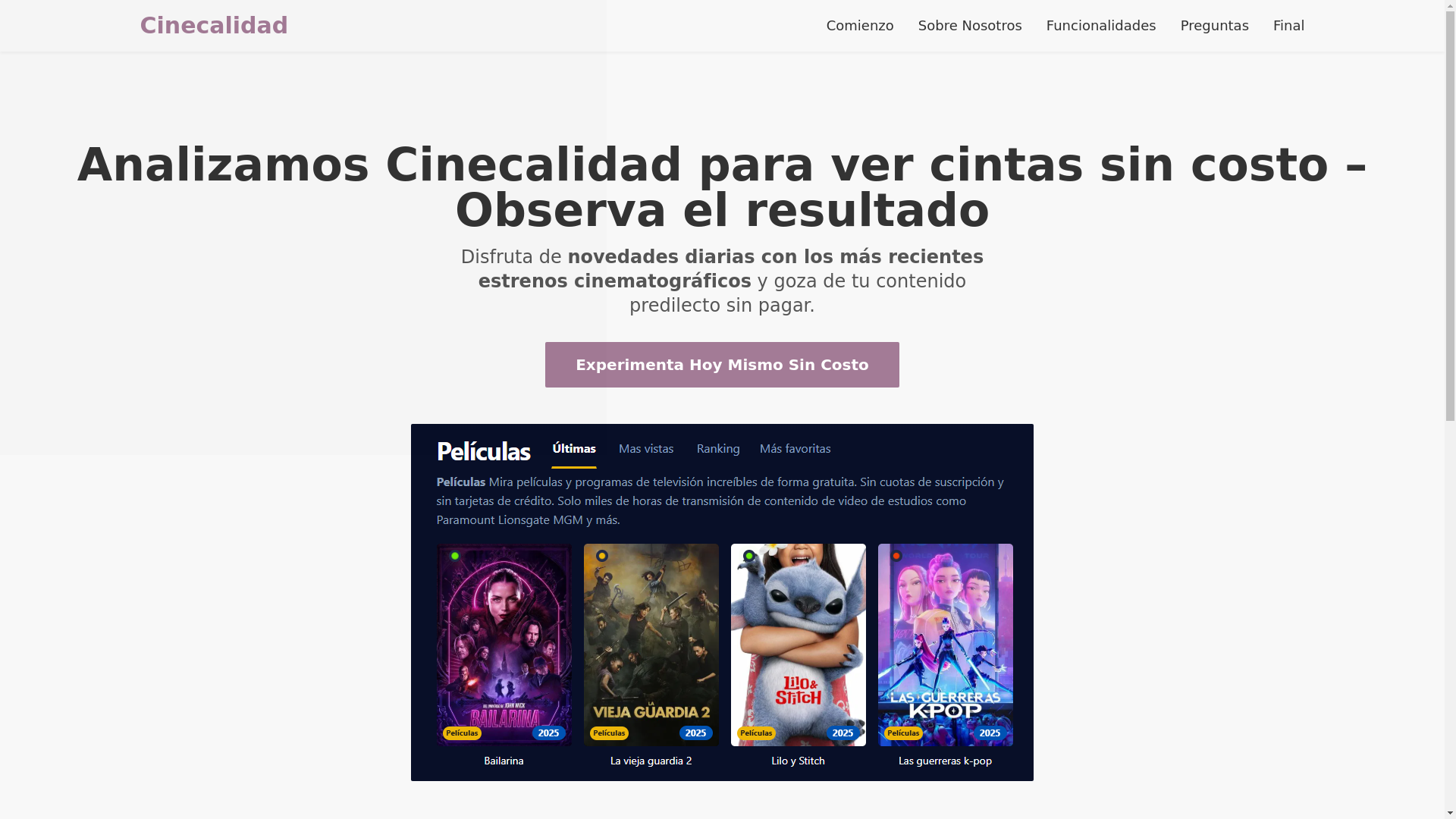 website screenshot of https://cinecalidad-t7lu.pages.dev/