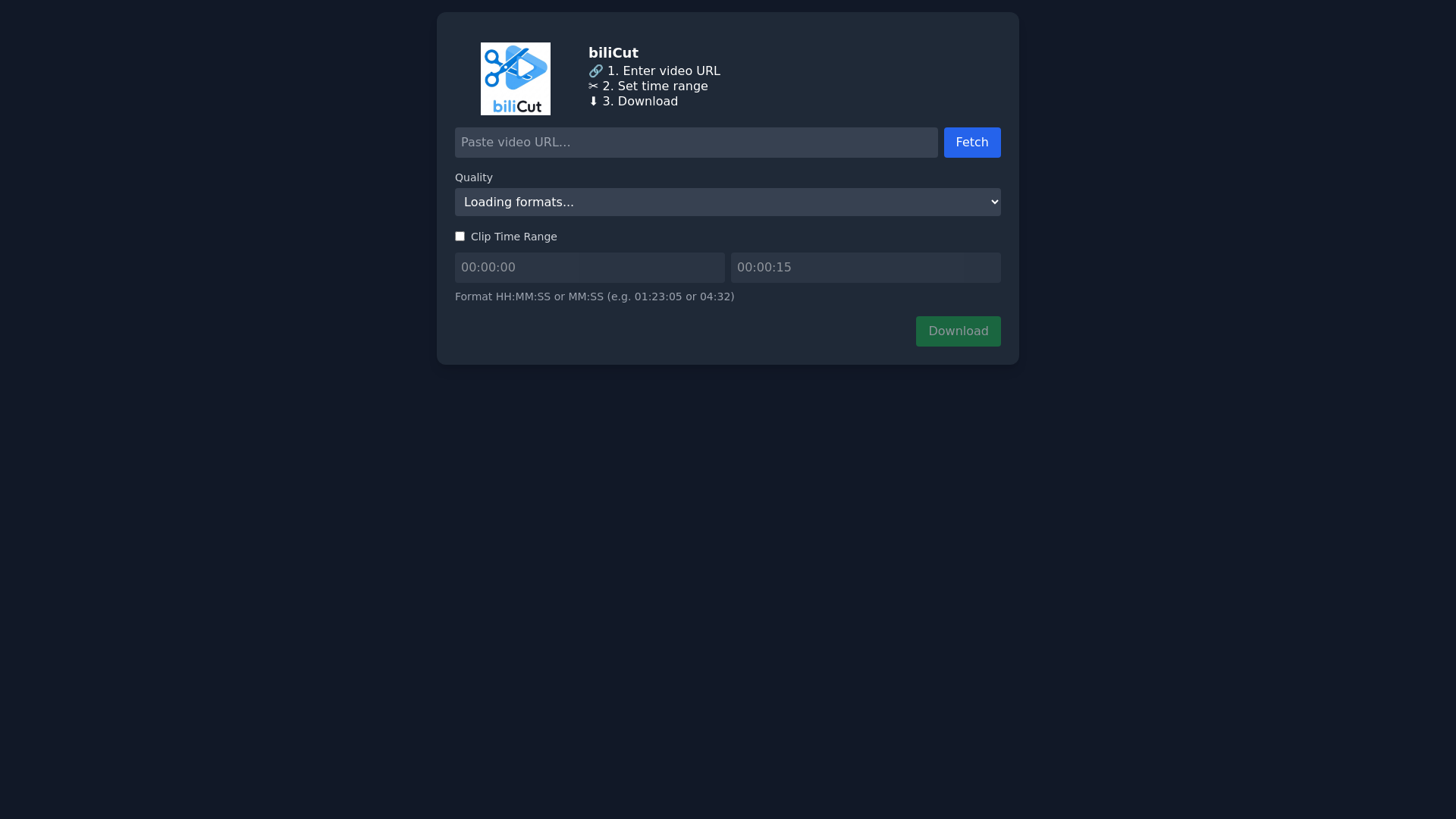 website screenshot of https://bilicut.pages.dev/