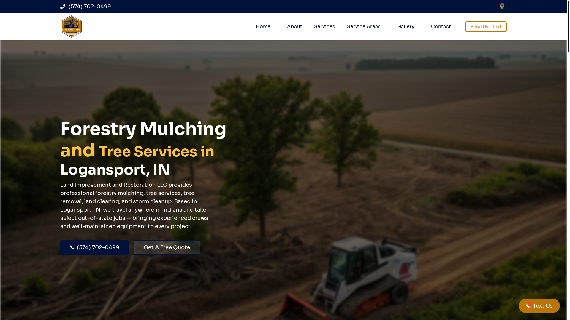 website screenshot of https://indianamulching.com/