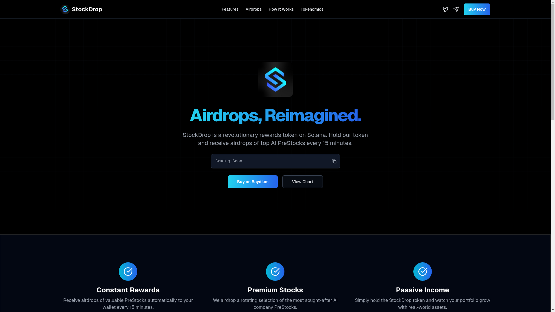 website screenshot of https://stockdrop.ai/