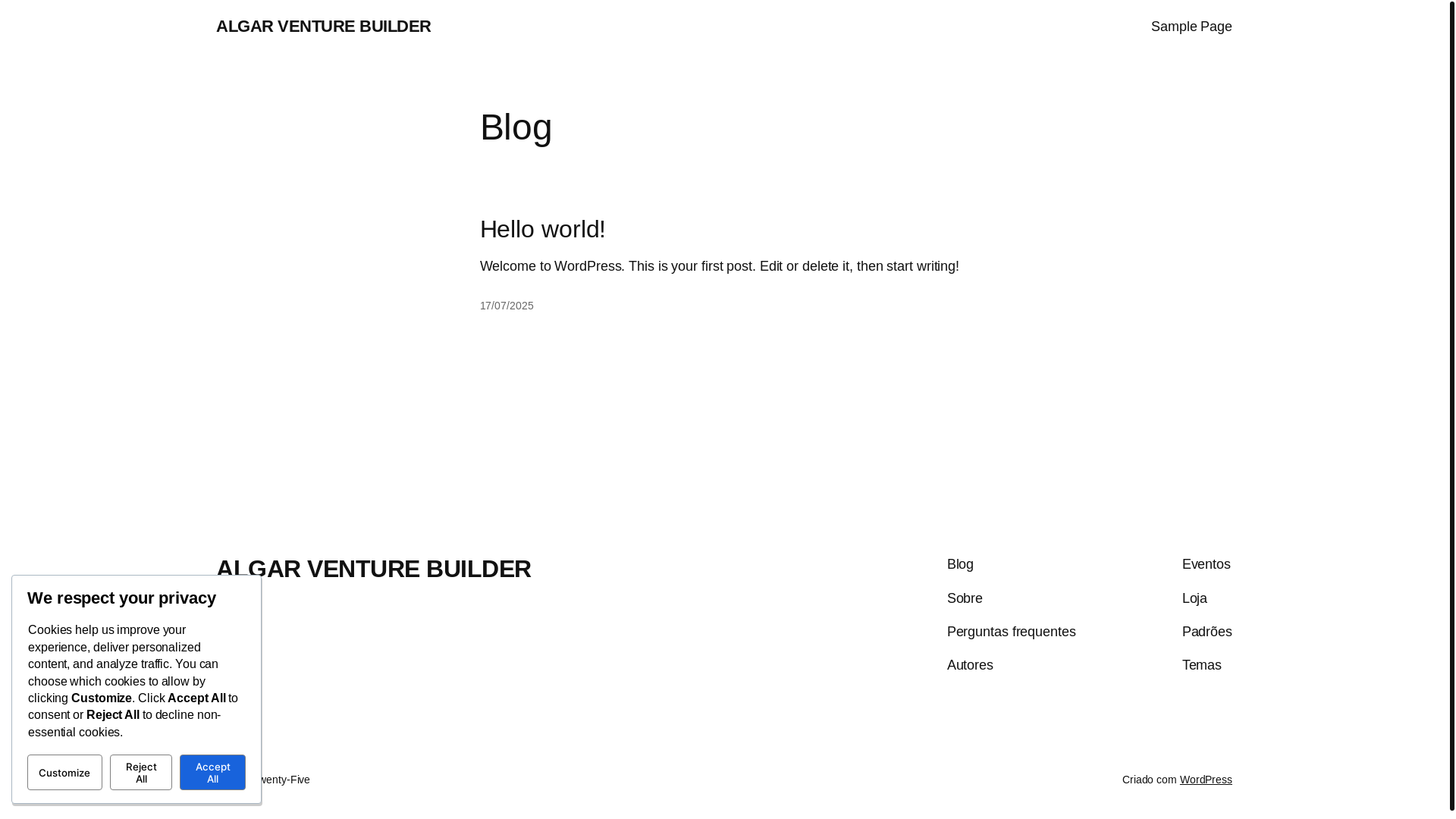 website screenshot of https://algarventurebuilder.com.br/