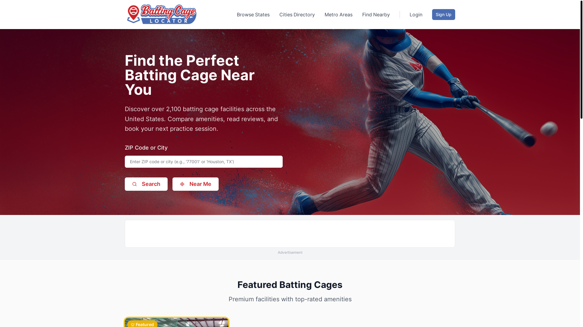 website screenshot of https://battingcagecentral.com/