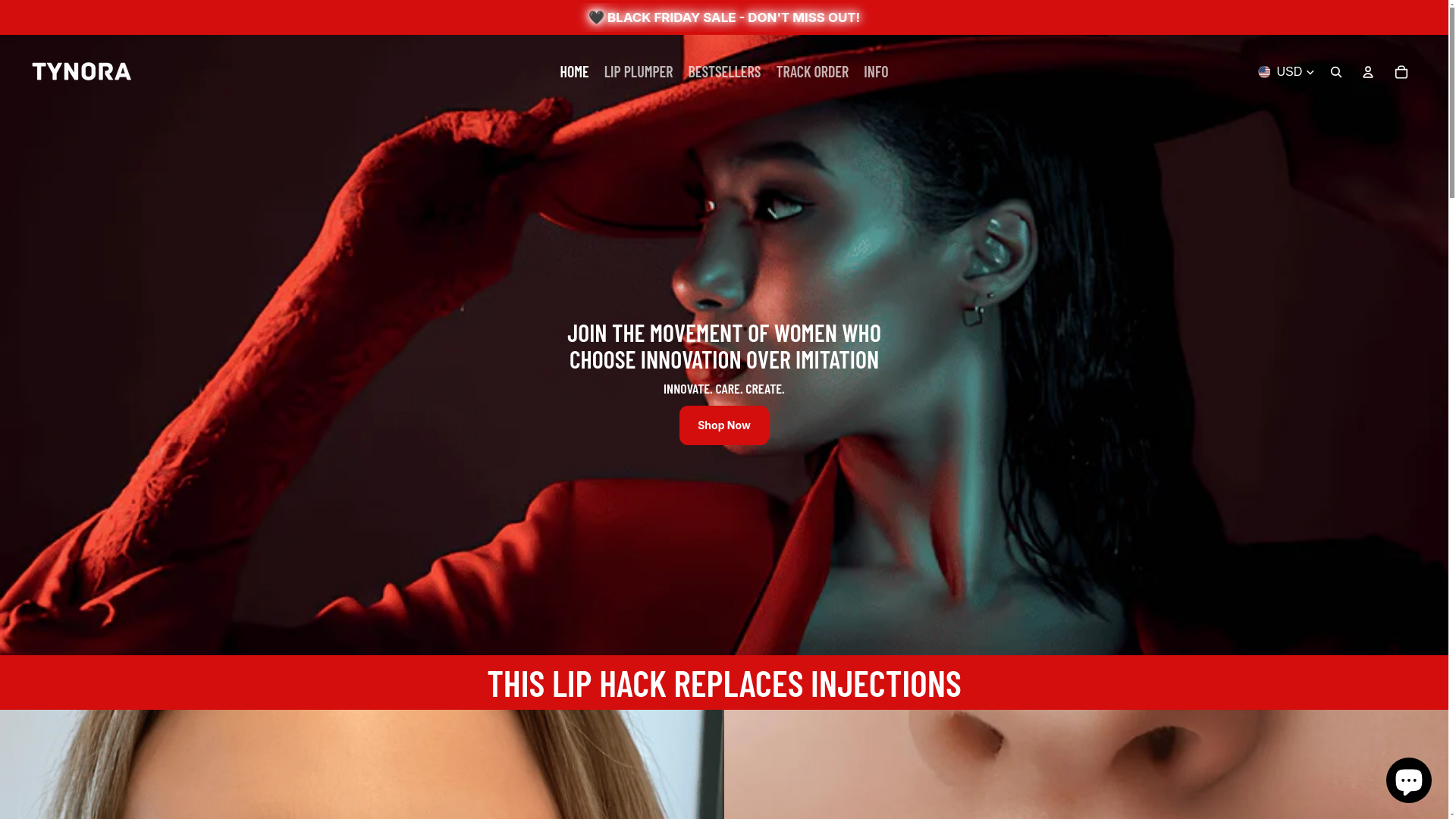 website screenshot of https://tynoraa.store/