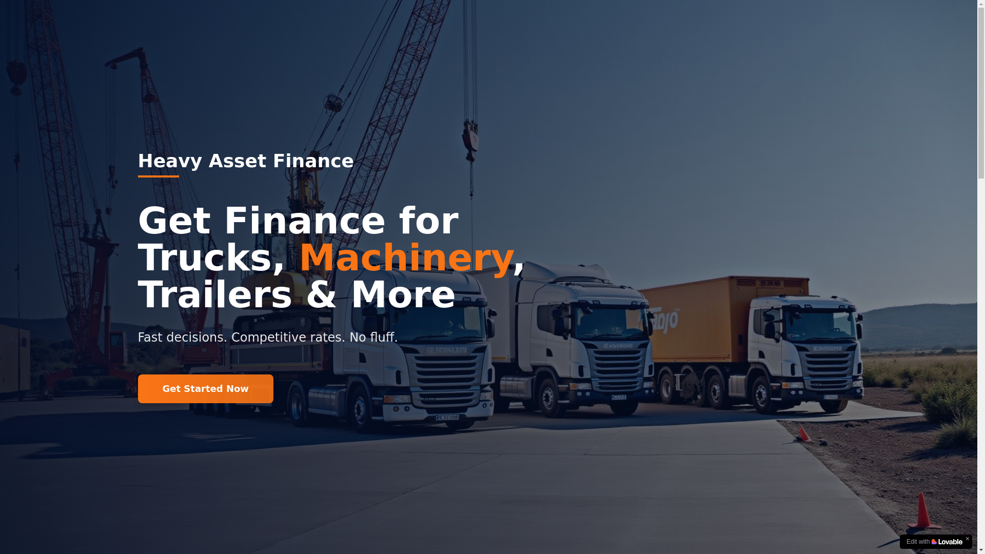 website screenshot of https://heavyassetfinance.com.au/