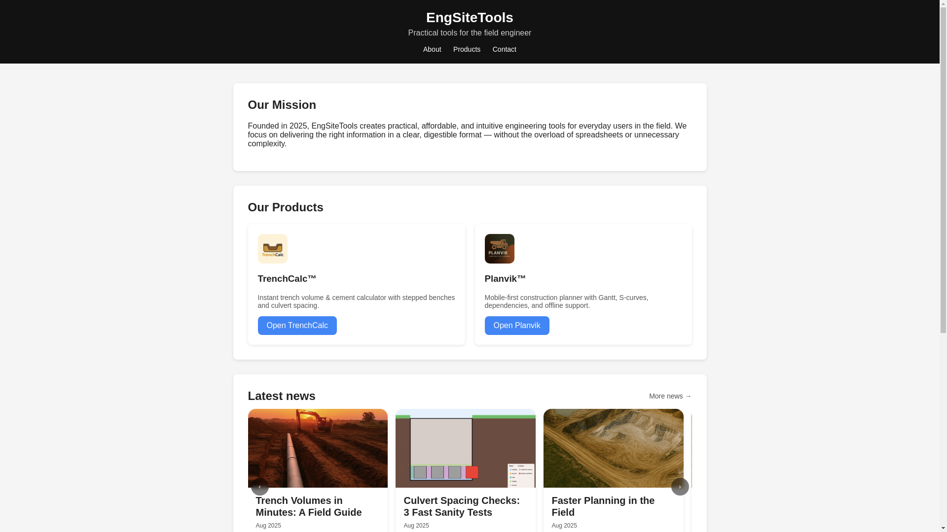 website screenshot of https://engsitetools.net.au/