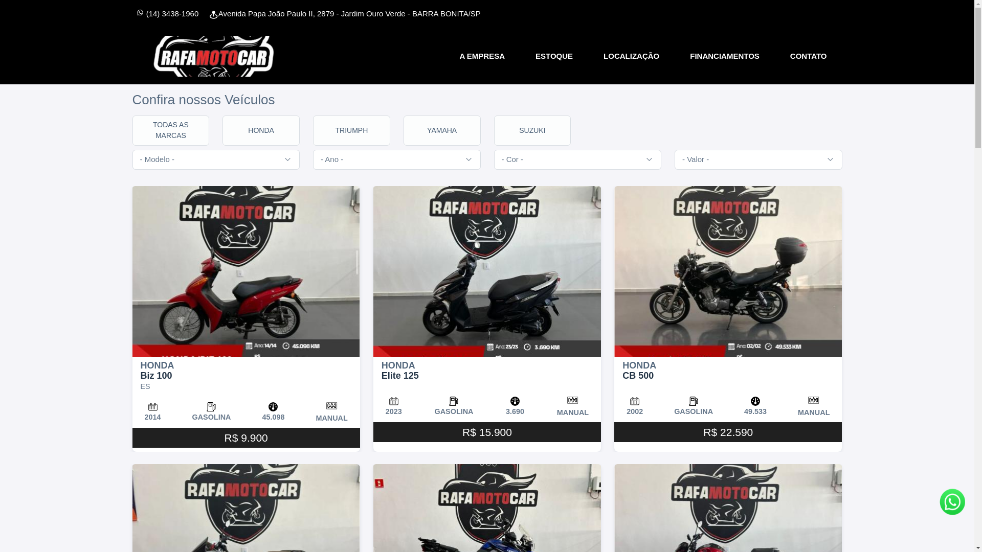 website screenshot of https://rafamotocar.com.br/