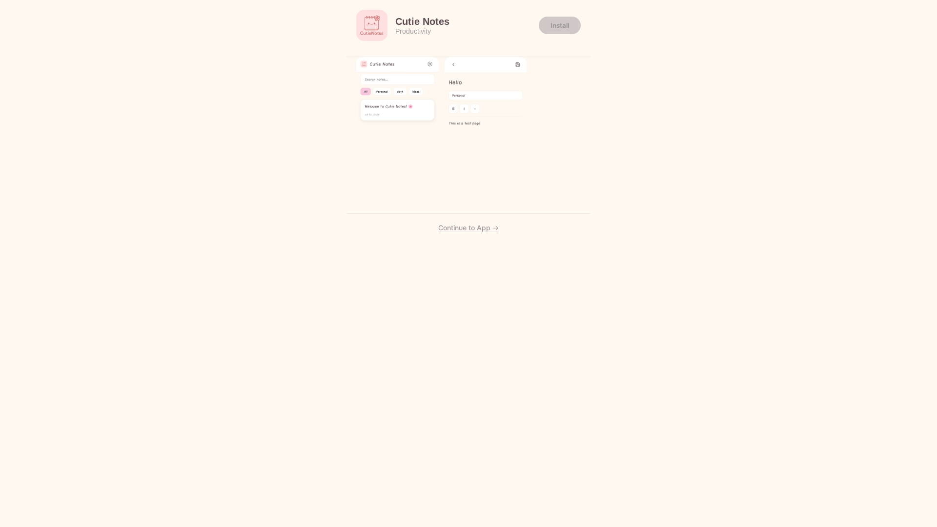 website screenshot of https://cutienotes.pages.dev/