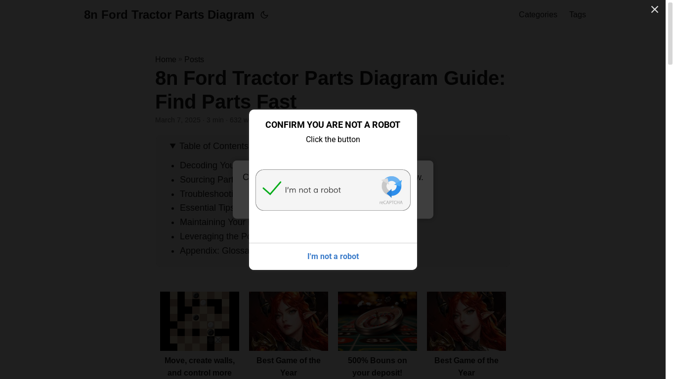 website screenshot of https://8n-ford-tractor-parts-diagram.pages.dev/