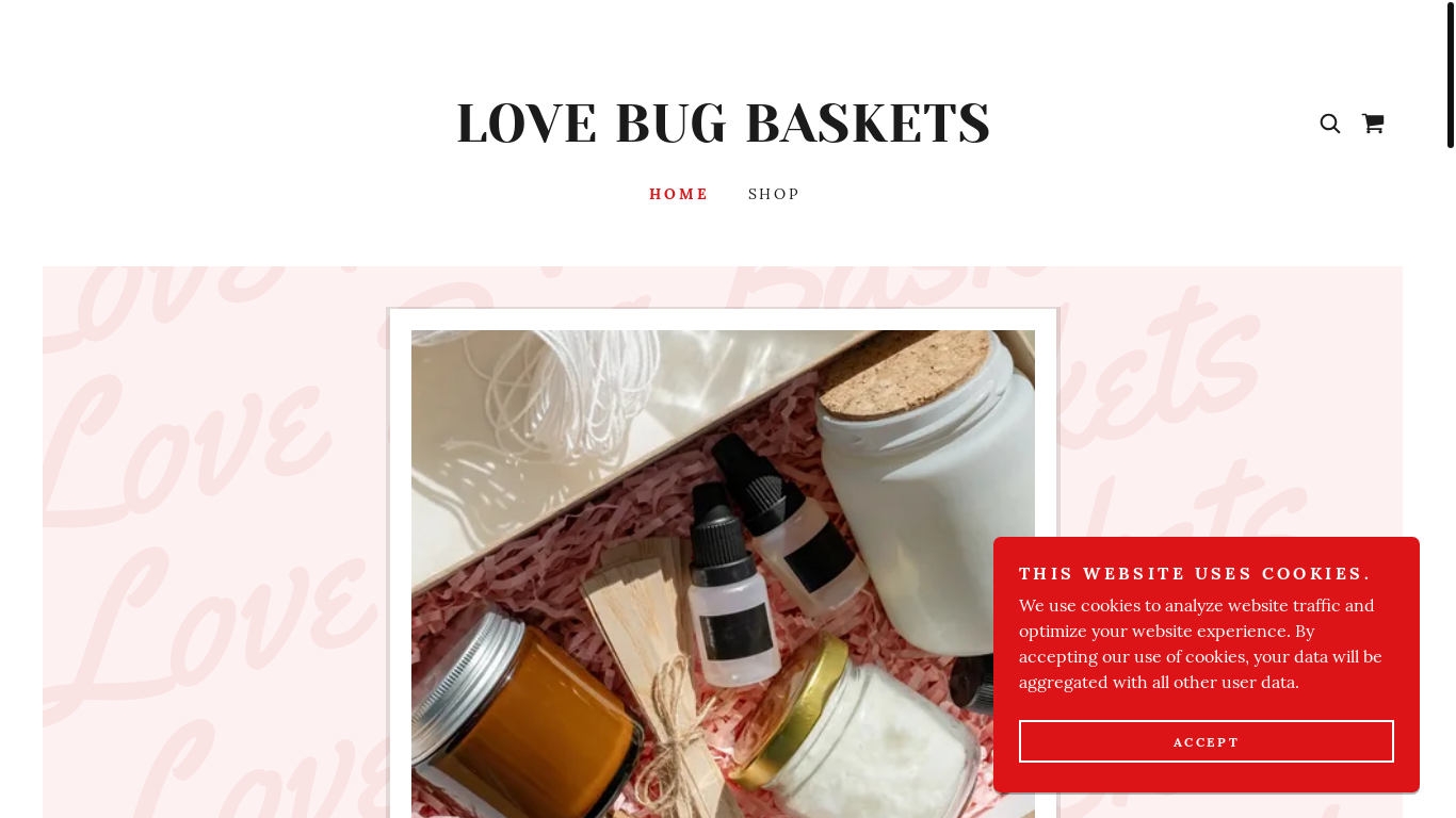 website screenshot of https://lovebugbaskets.com/