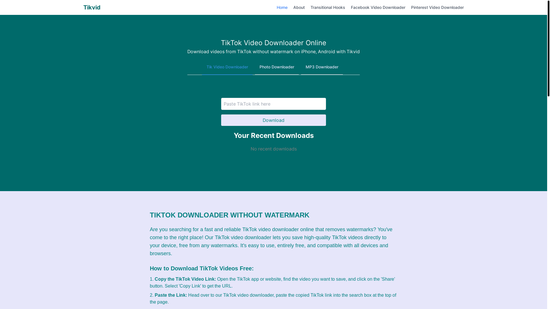 website screenshot of https://tikvidxyz.pages.dev/