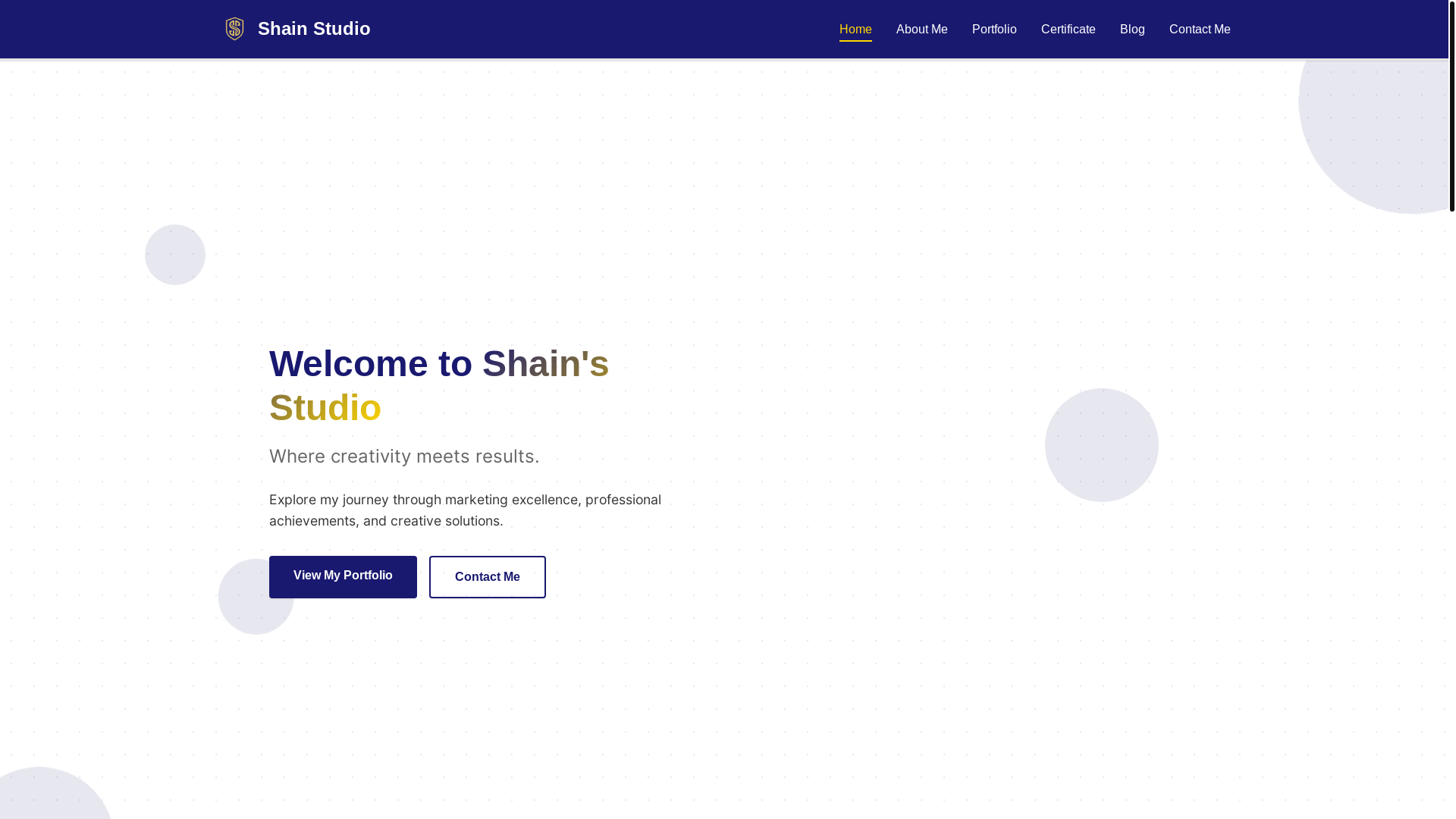 website screenshot of https://shain-personal-portfolio-website.pages.dev/