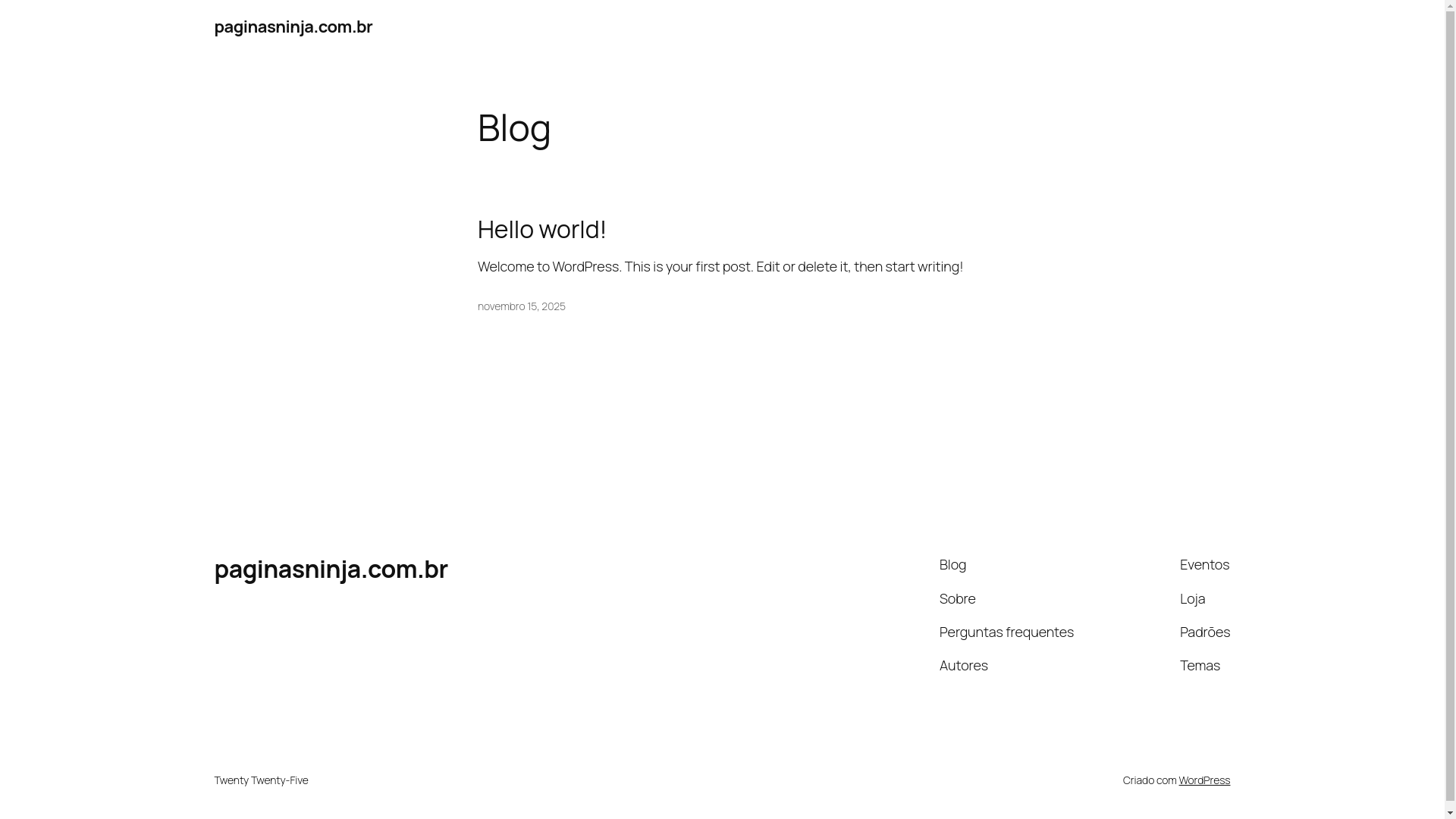 website screenshot of https://paginasninja.com.br/