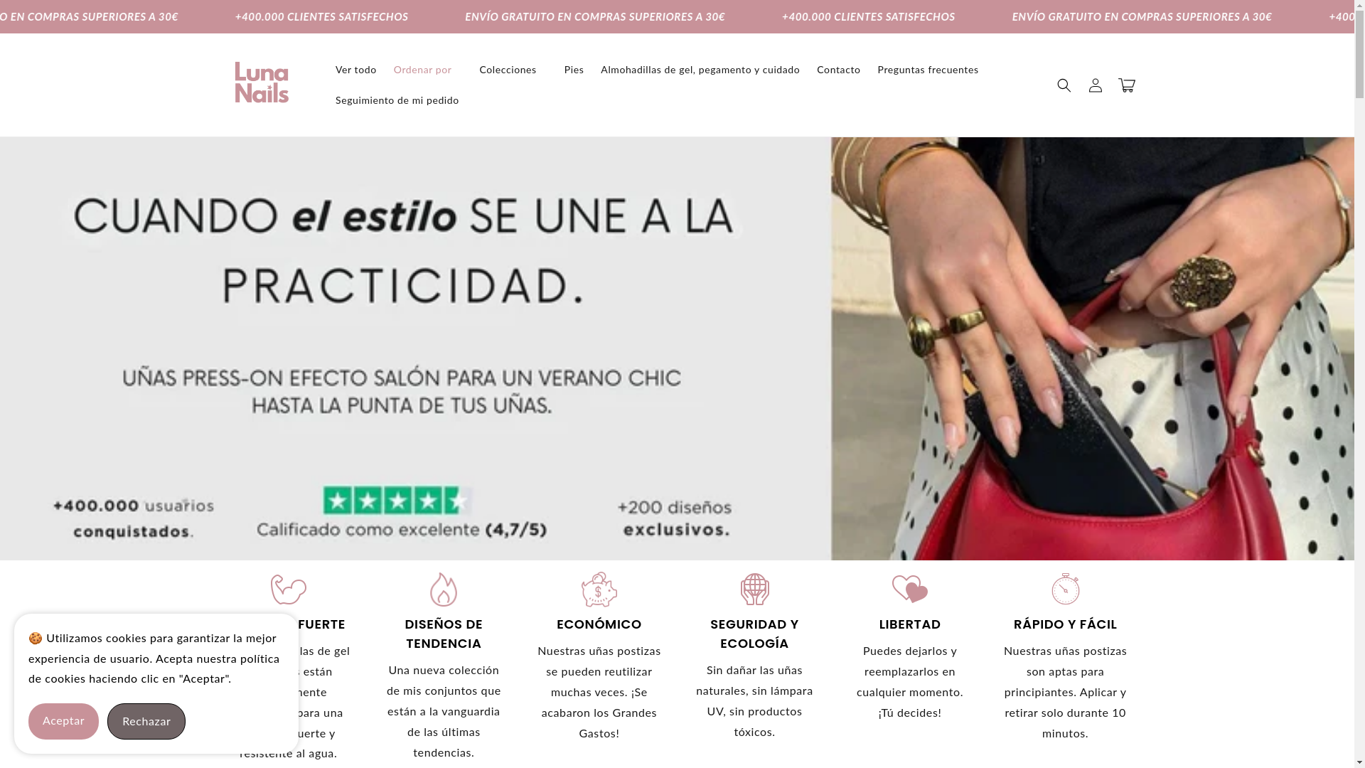 website screenshot of https://lunanails.shop/