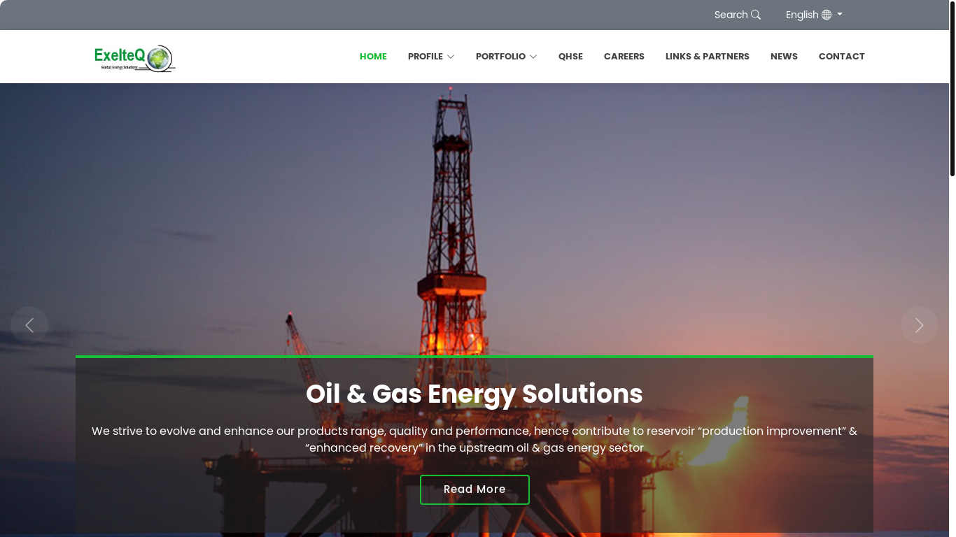 website screenshot of https://exelteq.com/