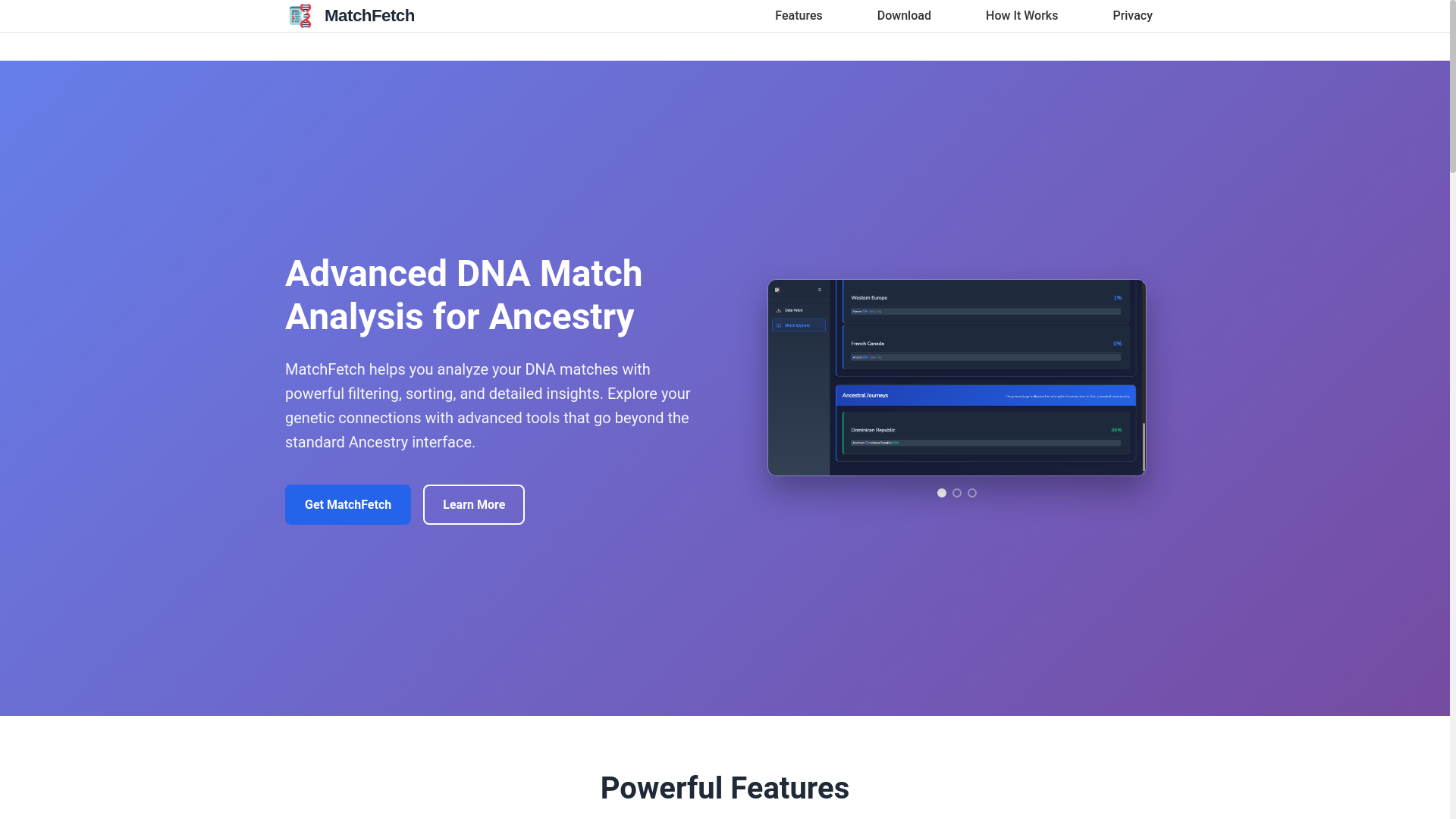 website screenshot of https://matchfetch.pages.dev/