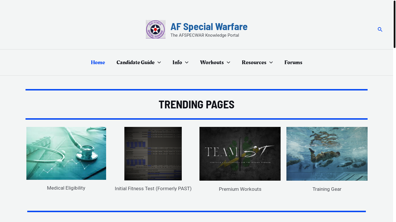 website screenshot of https://afspecialwarfare.com/