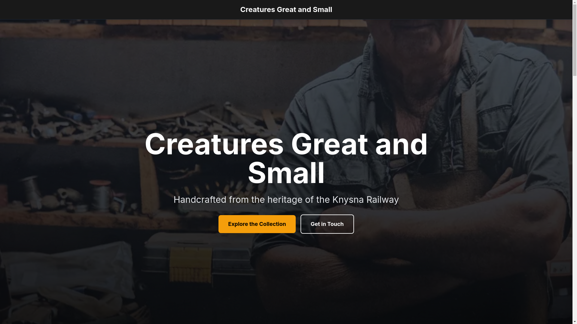 website screenshot of https://creaturesgreatandsmall.shop/