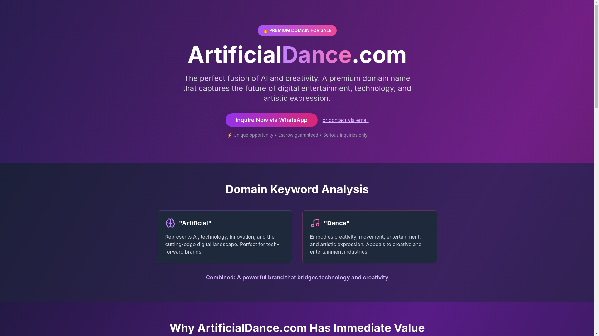 website screenshot of https://artificialdance.com/