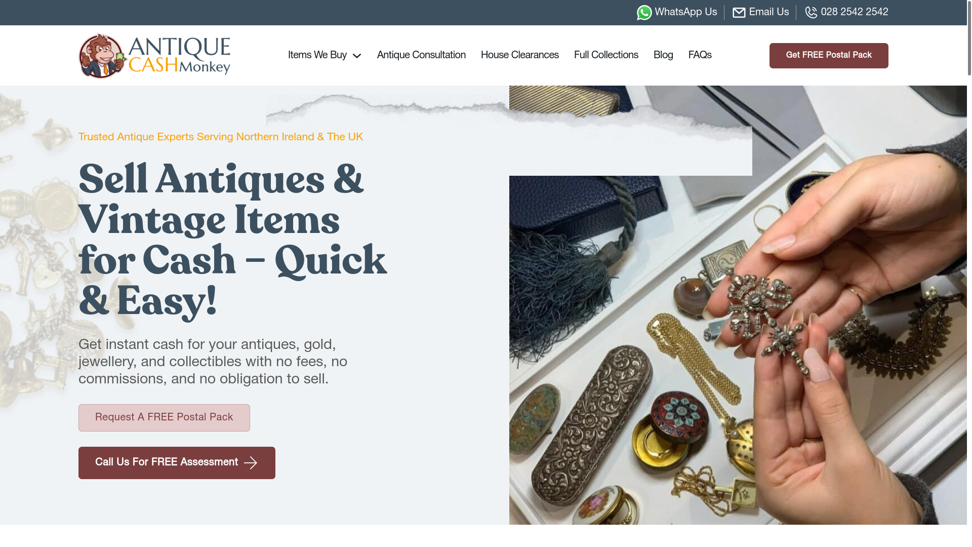 website screenshot of https://antiquecashmonkey.ie/