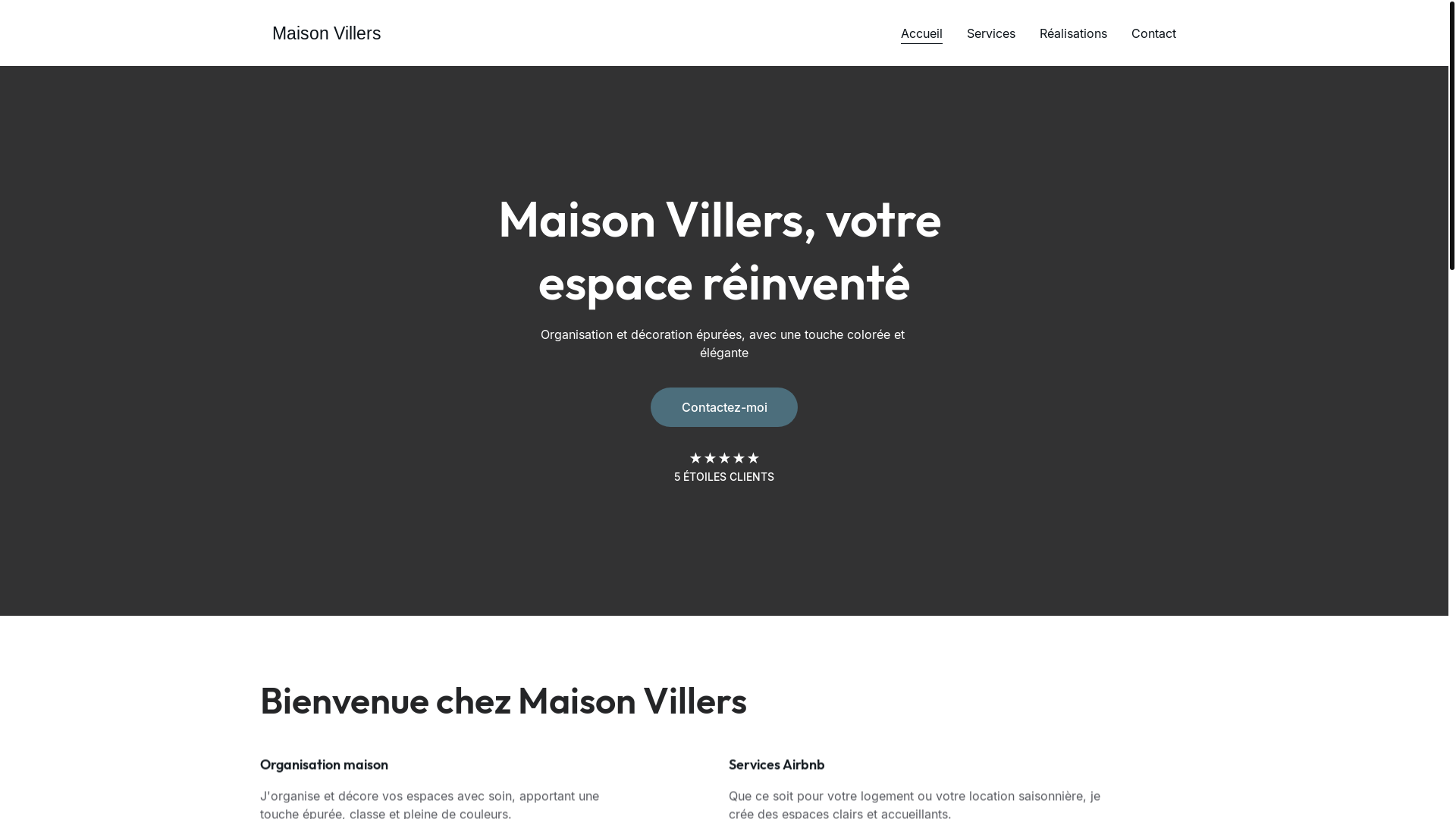 website screenshot of https://maisonvillersorganisation.com/