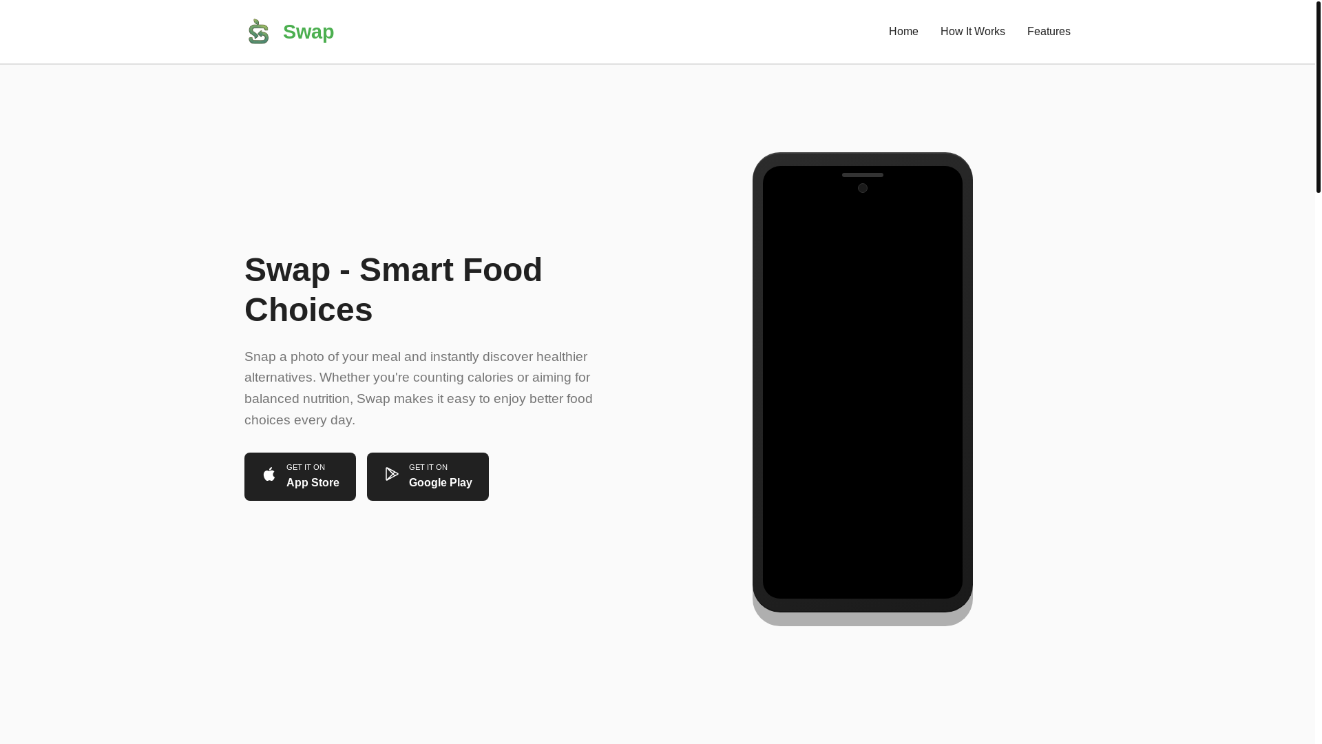 website screenshot of https://healthyfoodswap-static.pages.dev/