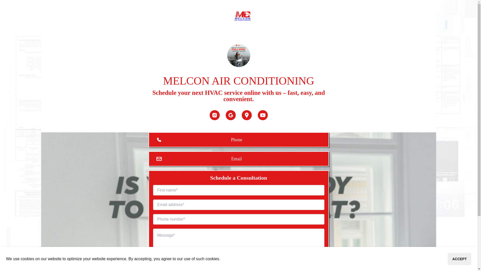 website screenshot of https://melconhvac.com/
