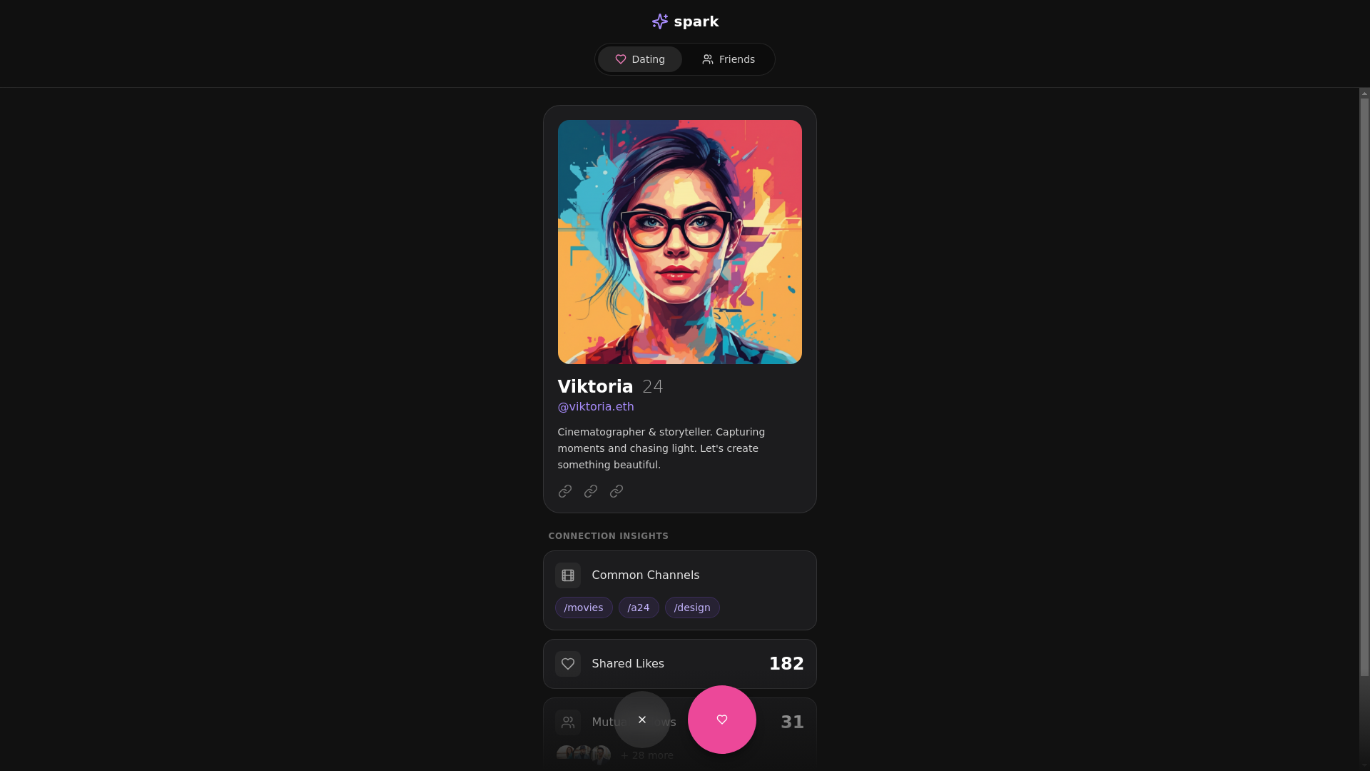 website screenshot of https://sparkamatch.xyz/