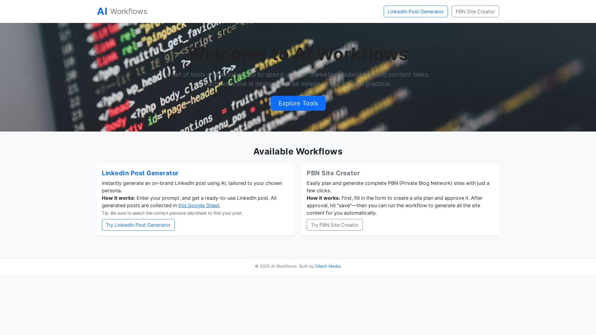 website screenshot of https://dilantimedia-ai.pages.dev/