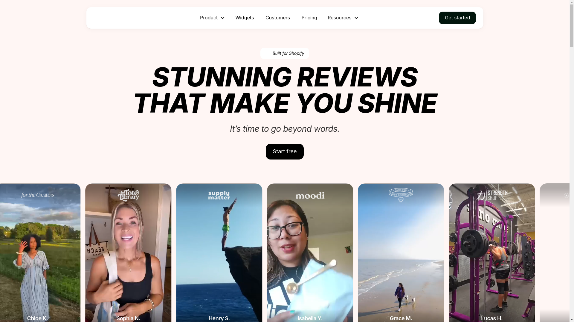 website screenshot of https://loox.io/