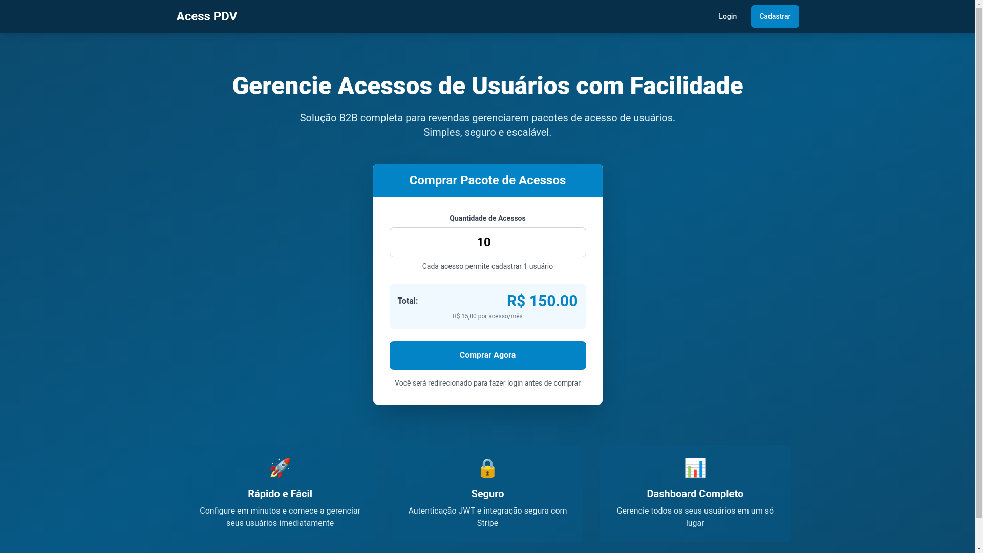 website screenshot of https://acesspdv.com.br/