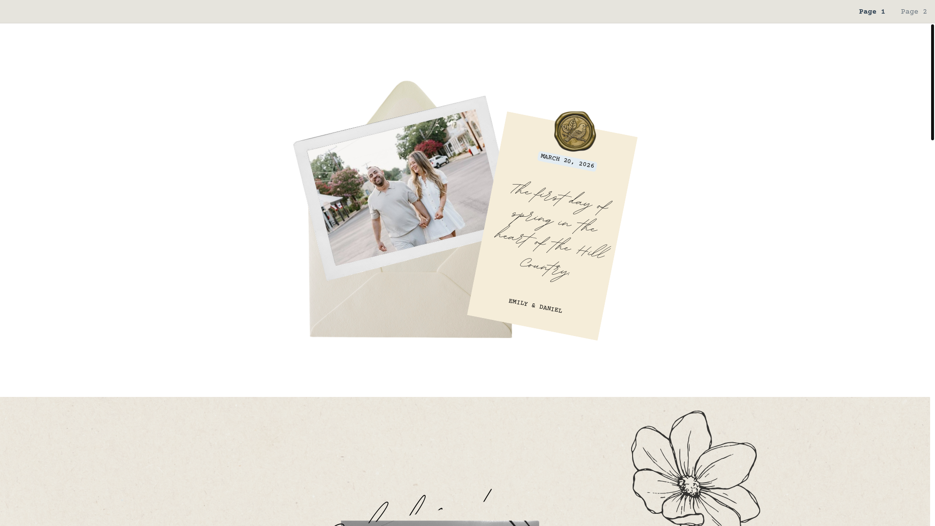 website screenshot of https://thenavarrowedding.com/