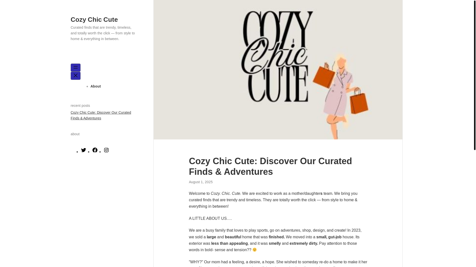 website screenshot of https://cozychiccute.style/
