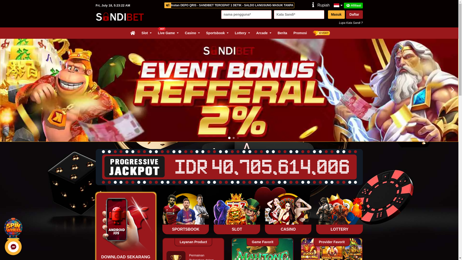 website screenshot of https://7sandibet.com/