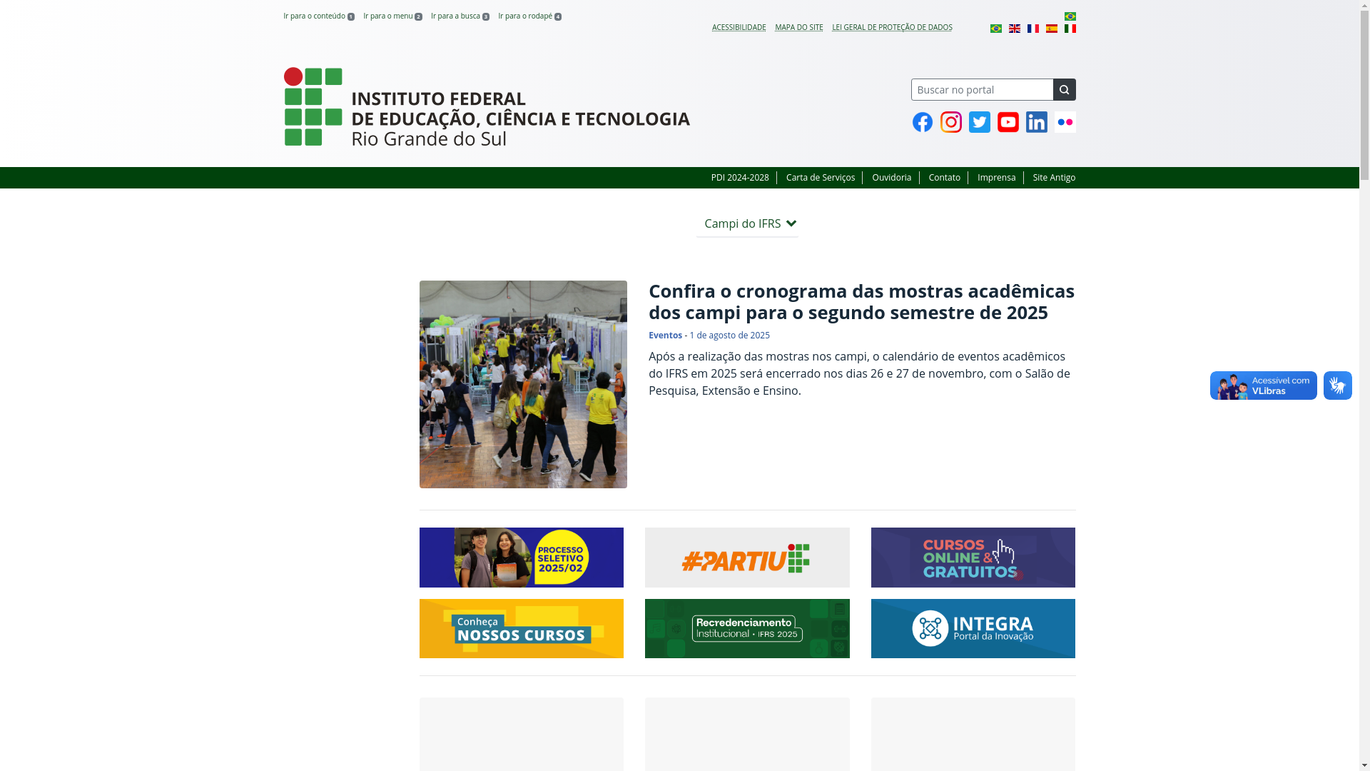 website screenshot of https://ifrs.edu.br/