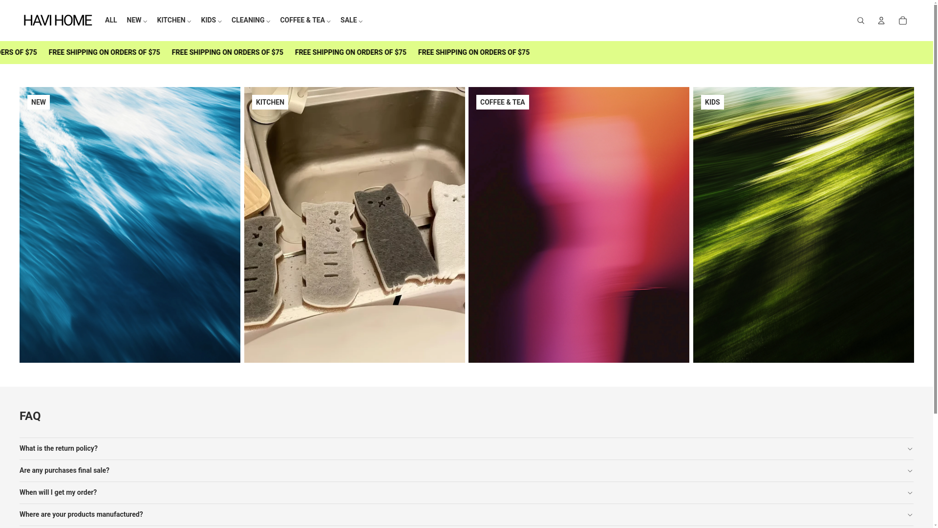 website screenshot of https://havihome.shop/