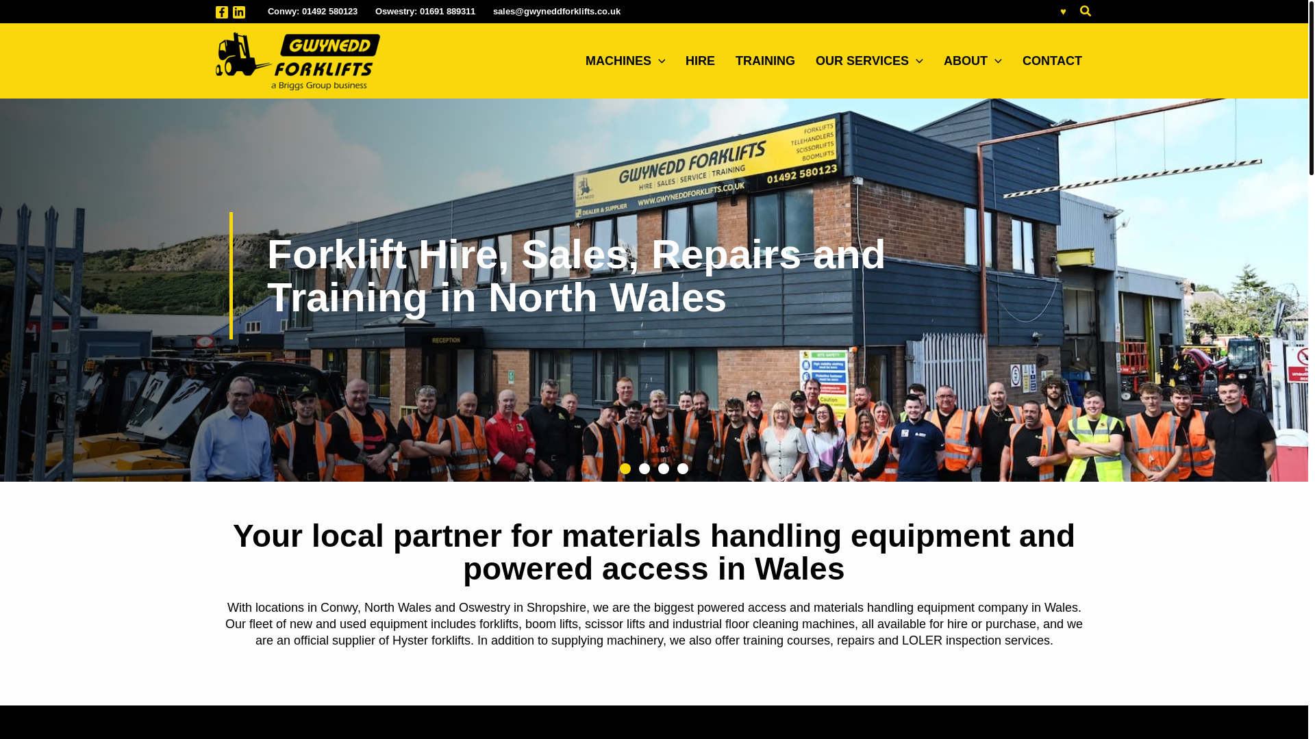 website screenshot of https://www.gwyneddforklifts.co.uk/