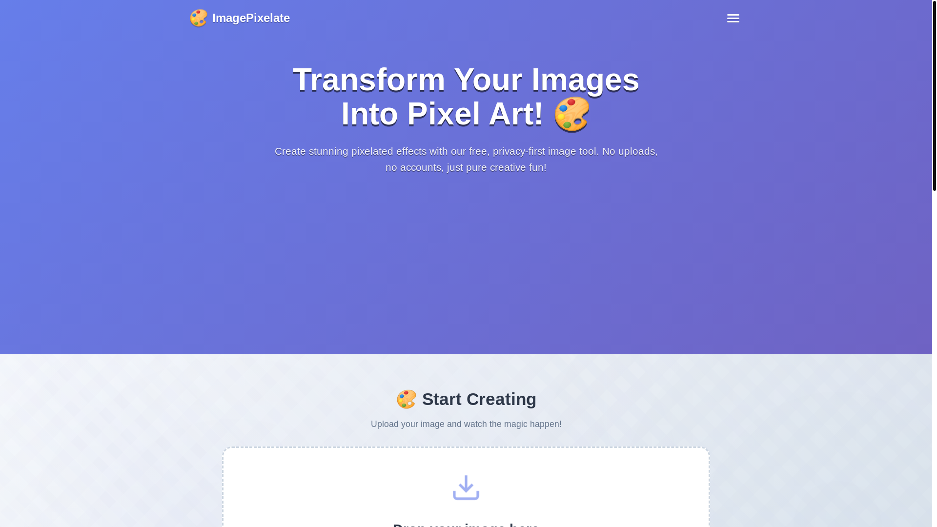 website screenshot of https://imagepixelate.com/