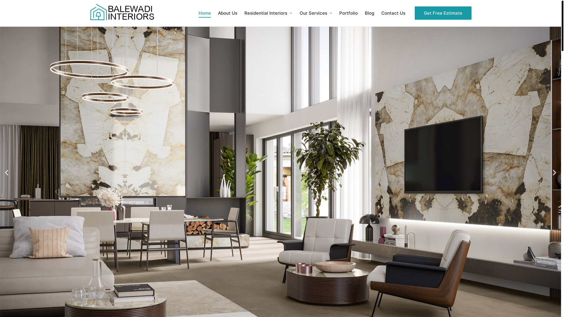 website screenshot of https://balewadiinteriors.in/