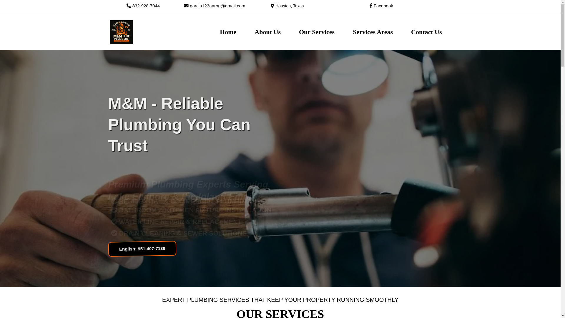 website screenshot of https://mandmeliteplumbers.com/