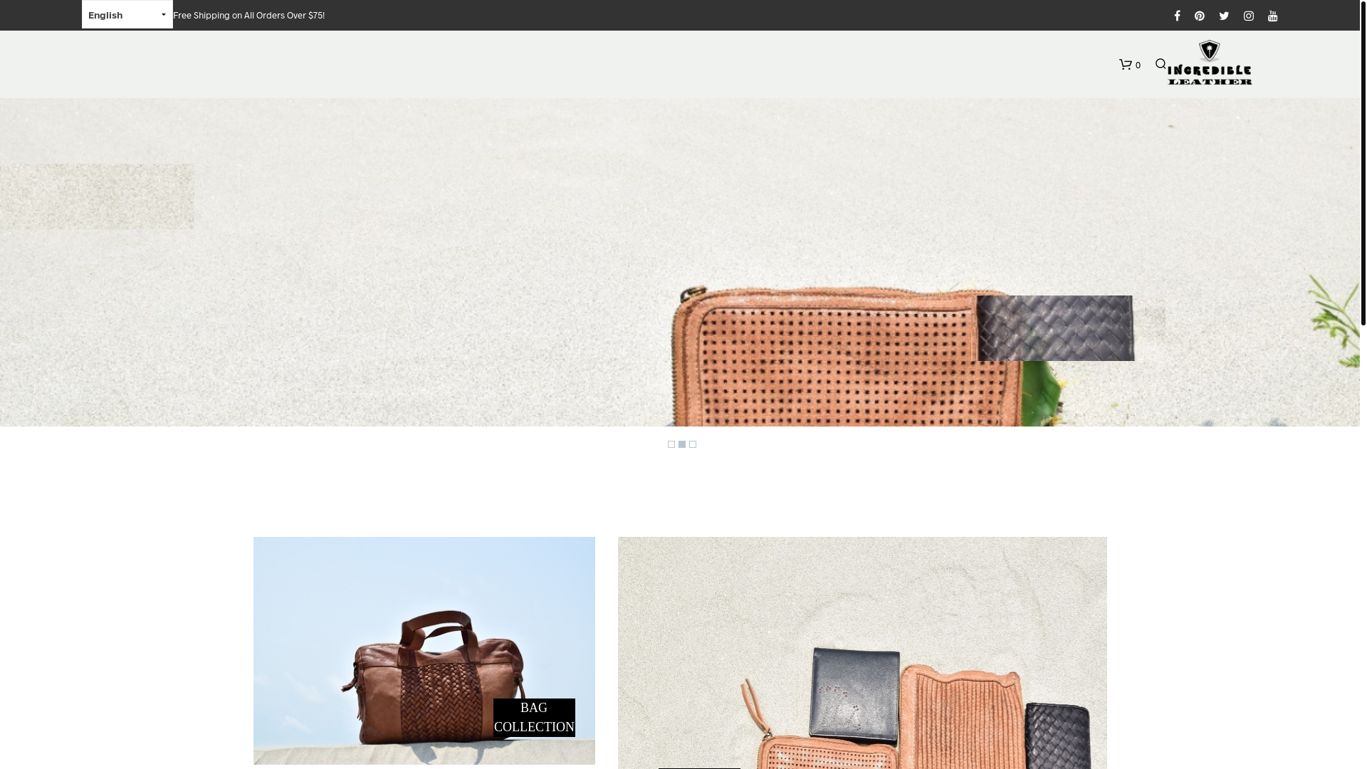 website screenshot of https://incredibleleathergoods.com/
