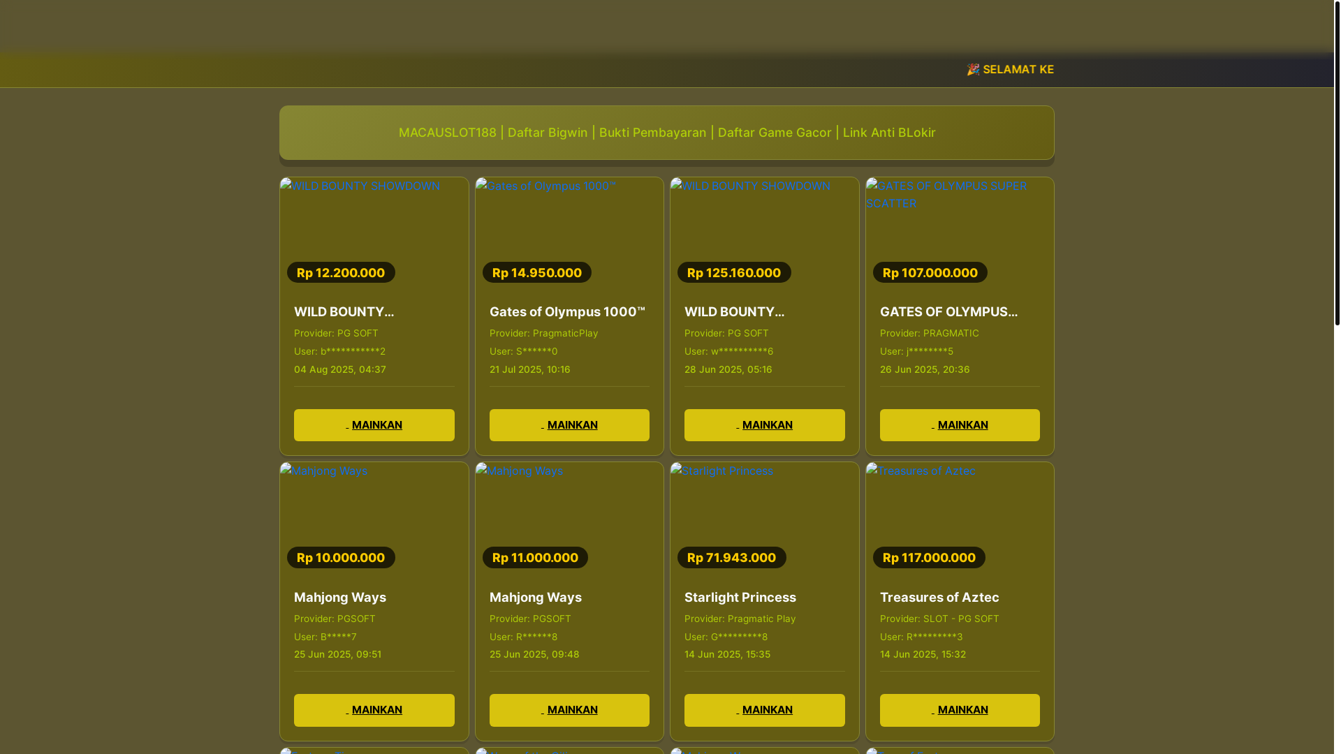 website screenshot of https://macauslot188bigwin2.top/