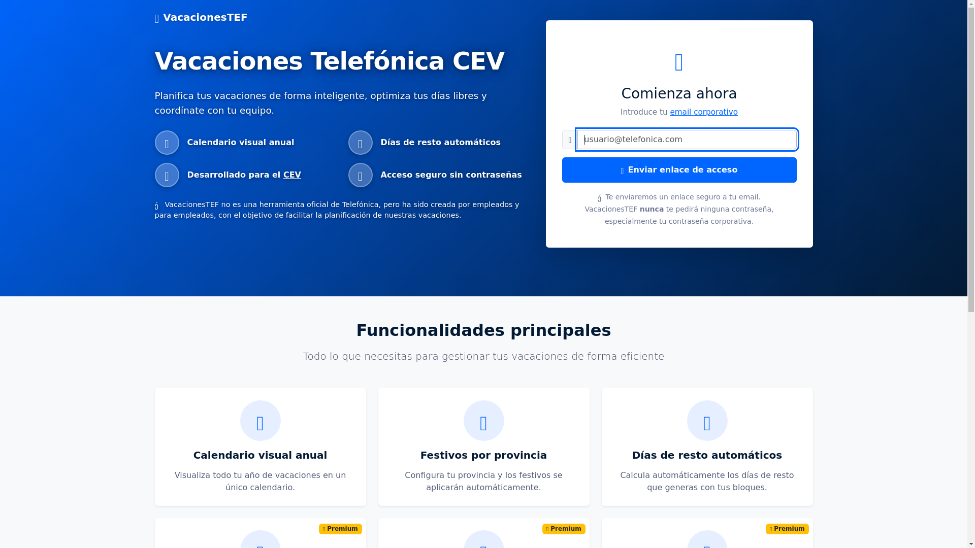 website screenshot of https://vacacionestef.es/