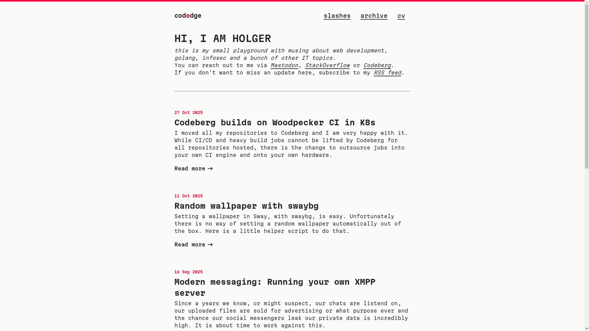 website screenshot of https://www.codedge.de/