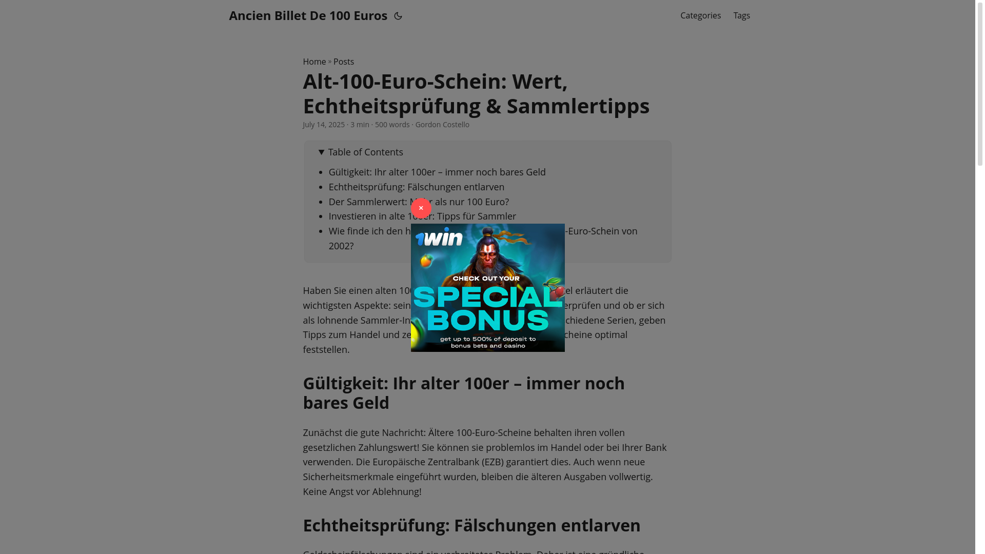 website screenshot of https://ancien-billet-de-100-euros.pages.dev/